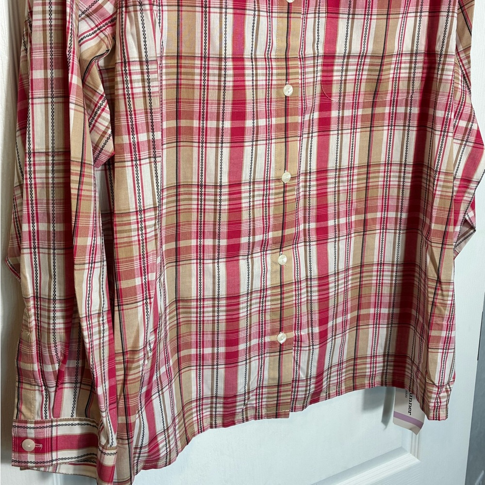 Women’s Alfred Dunner Long Sleeve Button Up Pink Plaid Shirt NWT Size 22W - Picture 4 of 13